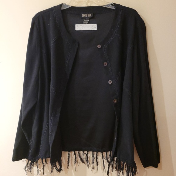 Canyon Road Women's Black Faux Suede Fringed Jacket Size 1X - Picture 1 of 4